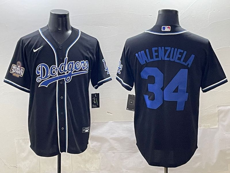 Men 2025 Los Angeles Dodgers #34 Valenzuela Black Three generations Fashion Nike MLB Jersey style 10